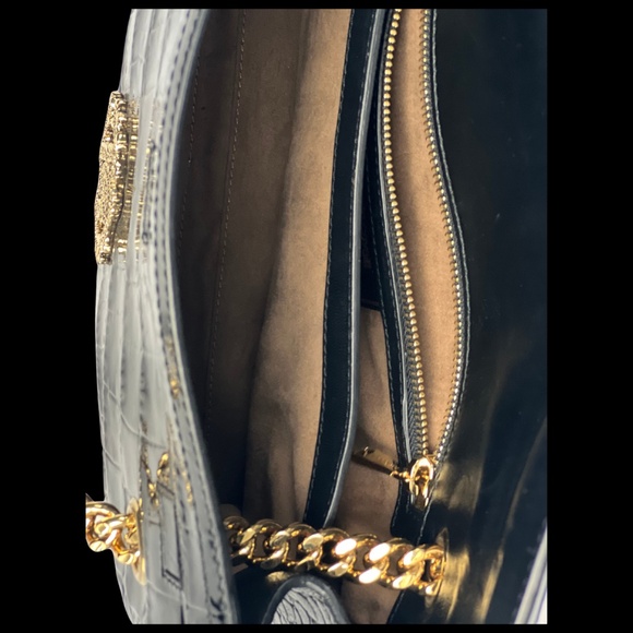 Roberto Cavalli Embossed Croc Effect Flap Bag - Picture 2 of 3